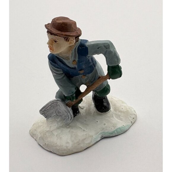 Vintage Christmas Village Figurine Boy Shoveling Snow Winter Scene - Picture 7 of 7